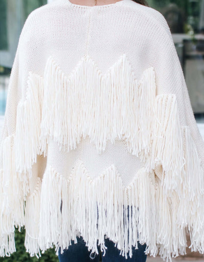 Off-White Chelsey Long Sleeve Fringe Cardigan | 2FruitBearers