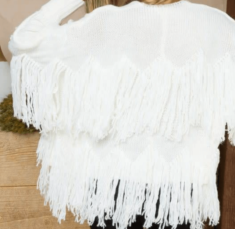 Off-White Chelsey Long Sleeve Fringe Cardigan | 2FruitBearers