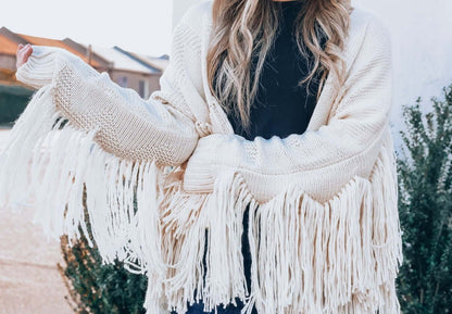 Off-White Chelsey Long Sleeve Fringe Cardigan | 2FruitBearers