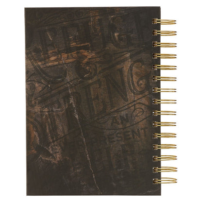 Refuge and Strength Brown and Black Woodgrain Wirebound Journal - Psalm 46:1 | 2FruitBearers