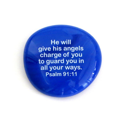 Scripture Glass Stone: He Will Give His Angels...Psalm 91:11 | 2FruitBearers