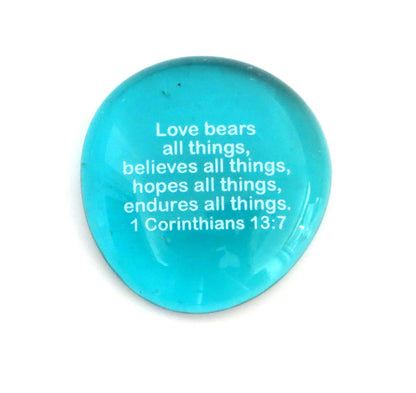 Scripture Stone: Love Bears All Things. 1 Corinthians 13:7 | 2FruitBearers