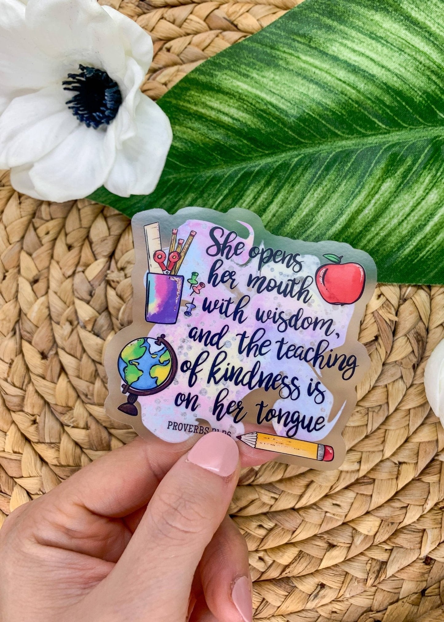 She Opens Her Mouth, Clear Vinyl, Sticker, 3x3 inch | 2FruitBearers
