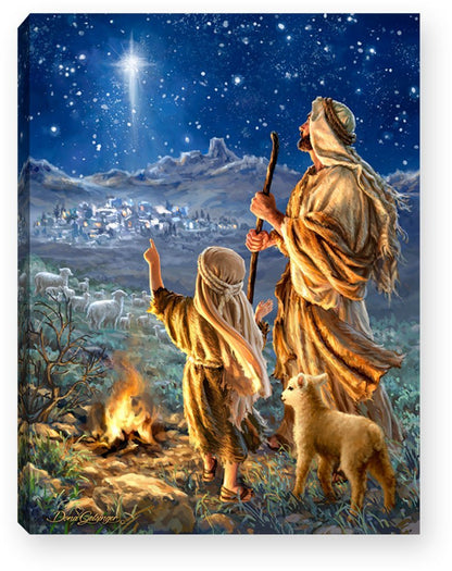 Shepherds Keeping Watch 8x6 Lighted Tabletop Canvas | 2FruitBearers