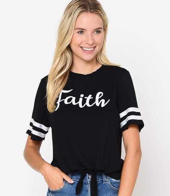 Short Sleeve Faith and Top With Tied Front | 2FruitBearers