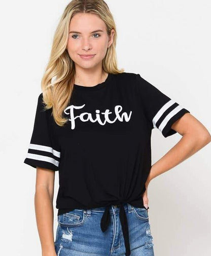 Short Sleeve Faith and Top With Tied Front | 2FruitBearers
