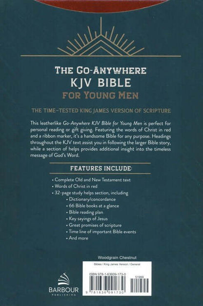 The Go-Anywhere KJV Bible for Young Men [Woodgrain Chestnut] | 2FruitBearers