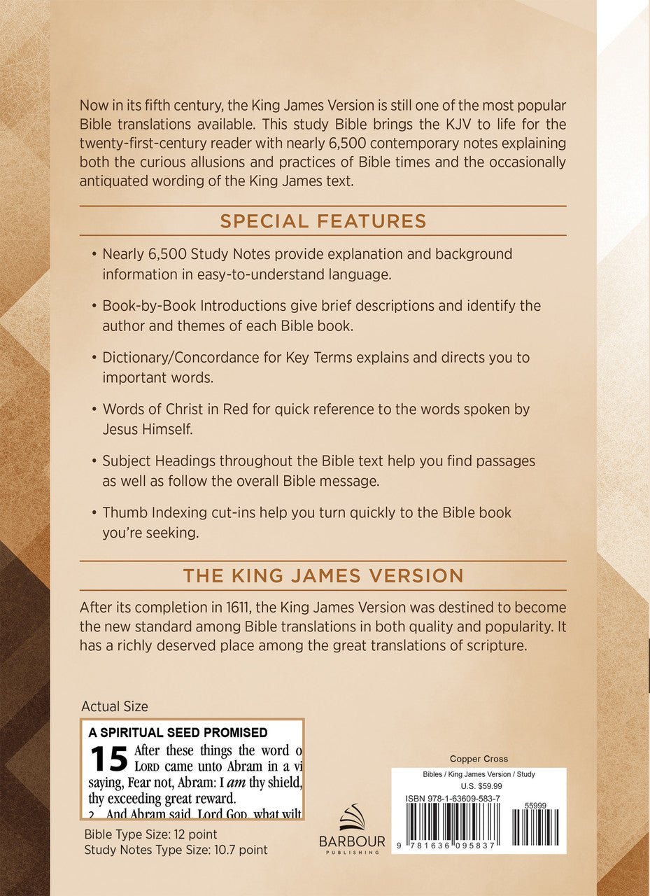 The KJV Study Bible, Large Print (Indexed) [Copper Cross] | 2FruitBearers