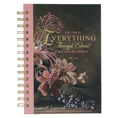 Through Christ Fluted Iris Pink and Brown Large Wire bound Journal - Philippians 4:13 | 2FruitBearers