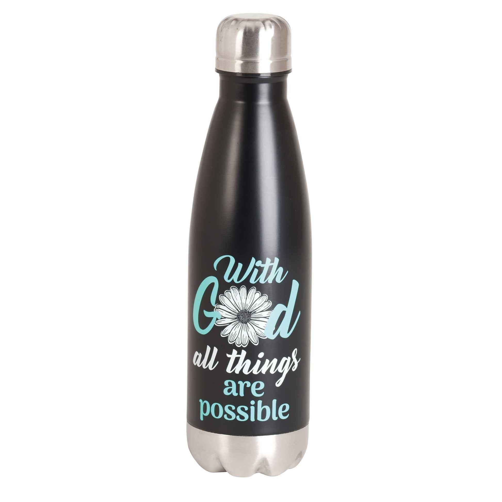 Water Bottle With God All Black 17 oz | 2FruitBearers